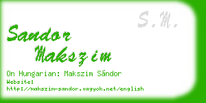 sandor makszim business card